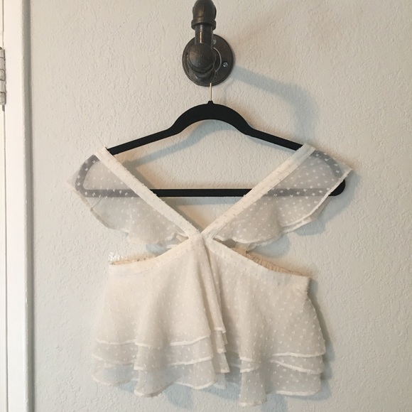 White Ruffle Crop Top - Picture 2 of 2
